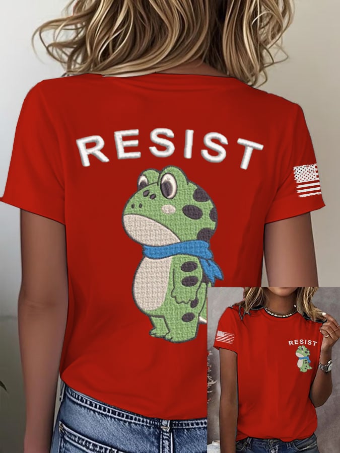 Women's Retro Frog Tifa Print T-Shirt