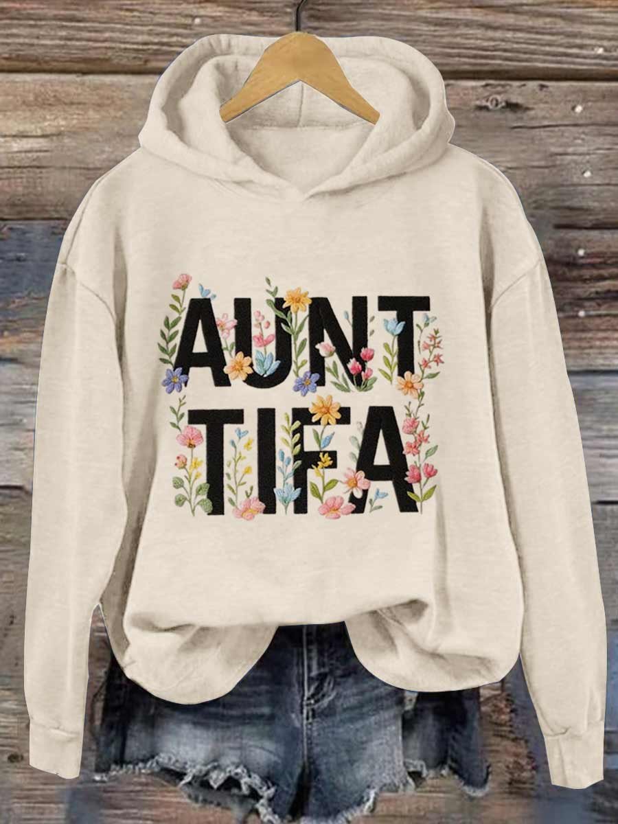 Aunt Tifa Frog Art Printed Hooded Sweatshirt
