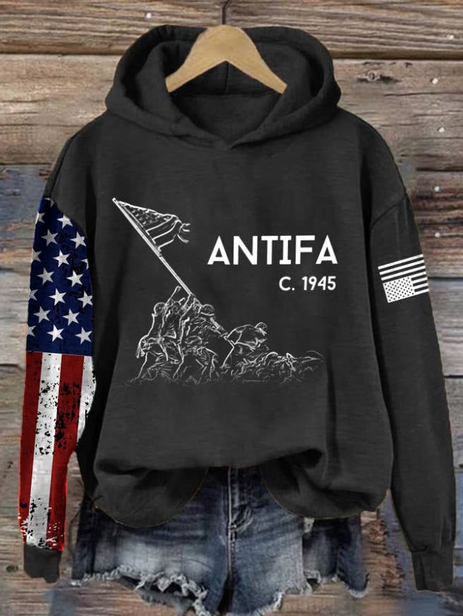 Aunt Tifa Frog Art Printed Hooded Sweatshirt