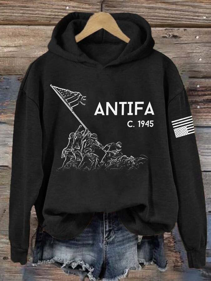 Aunt Tifa Frog Art Printed Hooded Sweatshirt