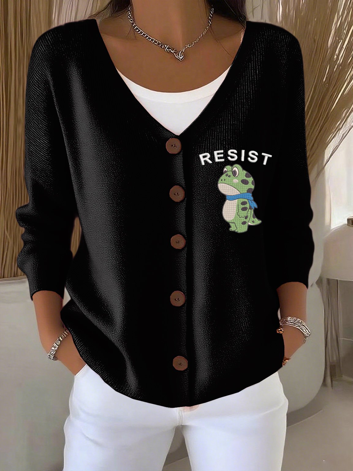 Women's Frog Revolt Print Cardigan