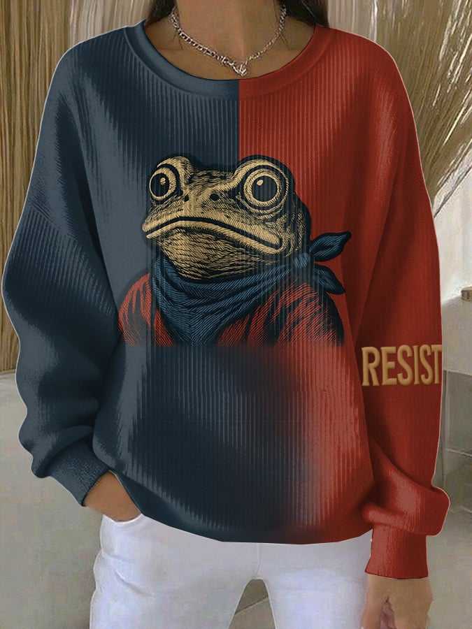 Women's Resist Frog Print Casual Sweatshirt