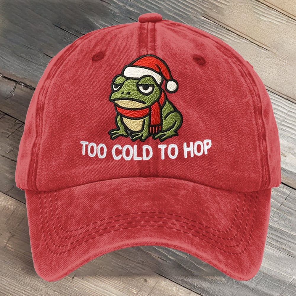 Too Cold To Hop Portland Frog Art Printed Cap
