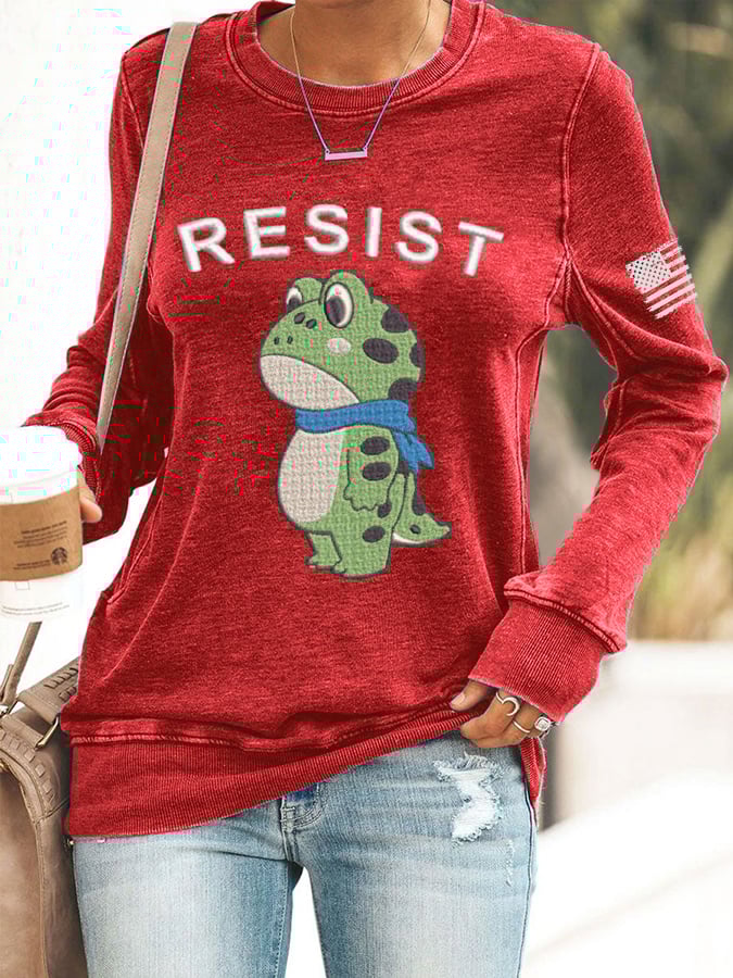 Women's Retro Frog Revolt Print Sweatshirt