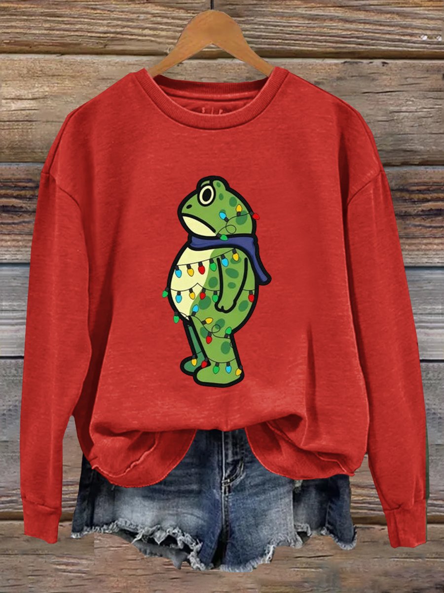 Portland Frog Christmas Art Print Sweatshirt