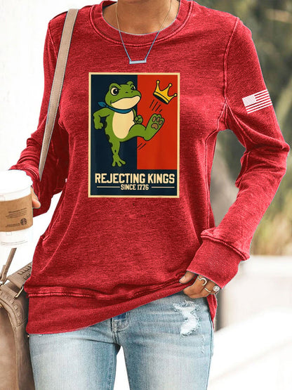 Women's Rejecting Kings Since 1776 Printed Casual Sweatshirt