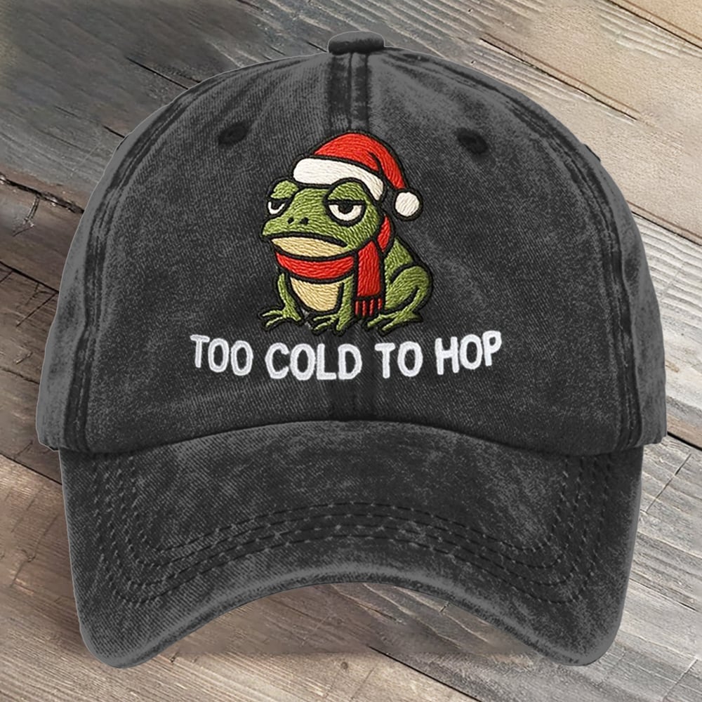 Too Cold To Hop Portland Frog Art Printed Cap