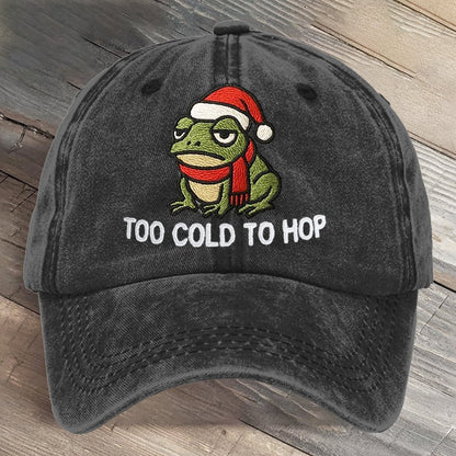 Too Cold To Hop Portland Frog Art Printed Cap