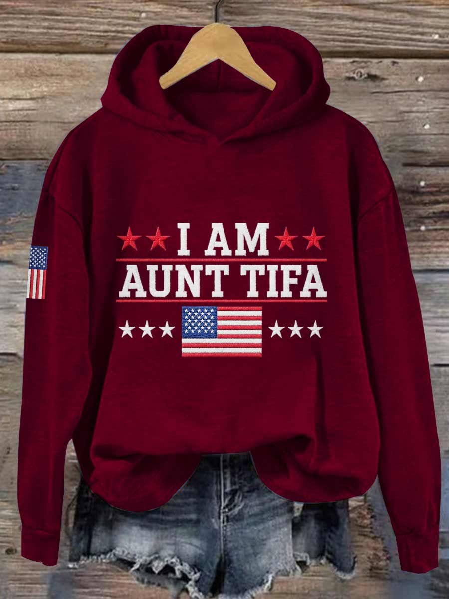 I Am Aunt Tifa Frog Art Printed Hooded Sweatshirt