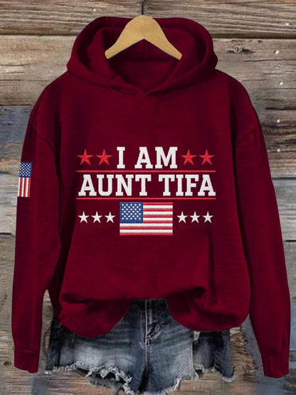 I Am Aunt Tifa Frog Art Printed Hooded Sweatshirt