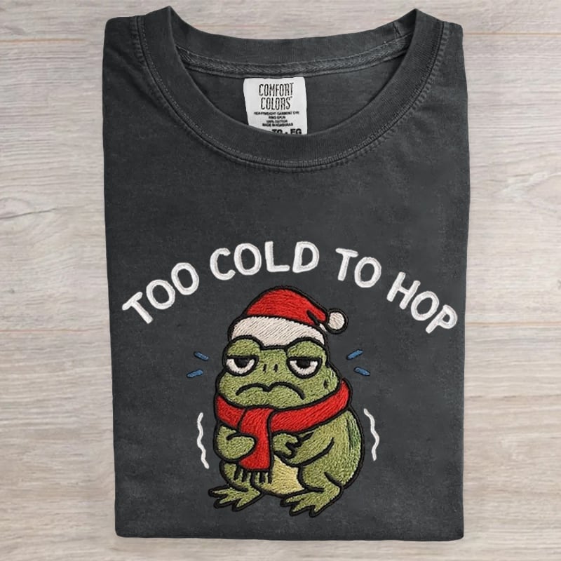 Too Cold To Hop Portland Frog Christmas Art Print T-Shirt