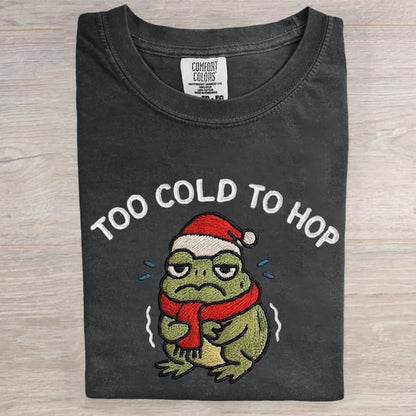 Too Cold To Hop Portland Frog Christmas Art Print T-Shirt