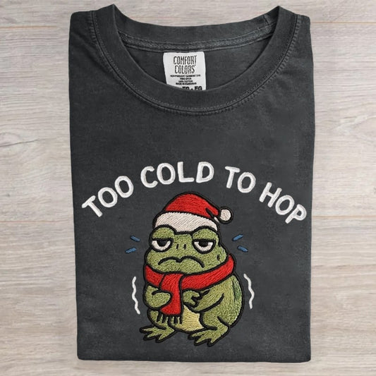 Too Cold To Hop Portland Frog Christmas Art Print T-Shirt