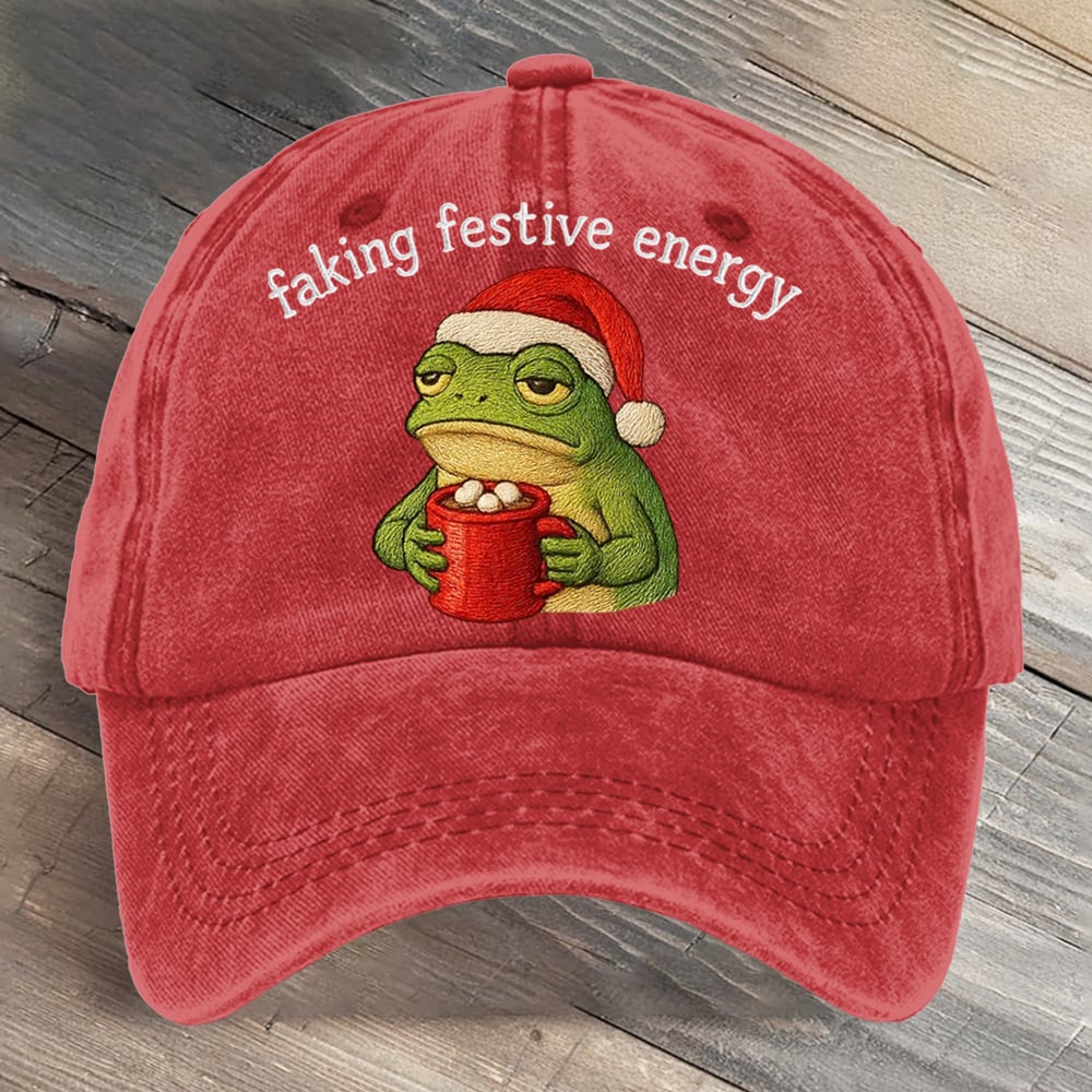 Faking Festive Energy Frog Art Printed Cap