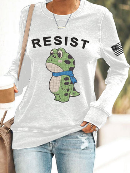 Women's Retro Frog Revolt Print Sweatshirt