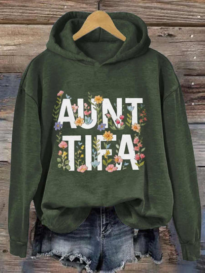 Aunt Tifa Frog Art Printed Hooded Sweatshirt
