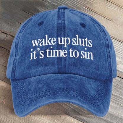 Wake Up It's Time To Sin Portland Frog Art Printed Cap