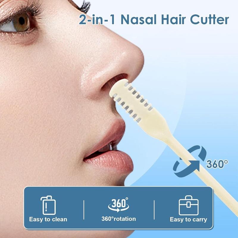 2-in-1 Nasal Hair Cutter,1pcs Double Sided Nasal Hair Cutter,Nostril Hair Remover Tool, 360° Rotating Nose Hair Trimmer with Ear Digger for Men and Women Manual Nose Hair Trimmer pocket knife case