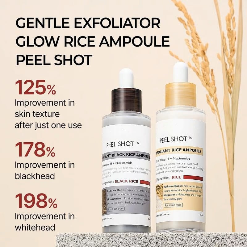Glowing Rice Ampoule Double Effect Exfoliating Essence🌾