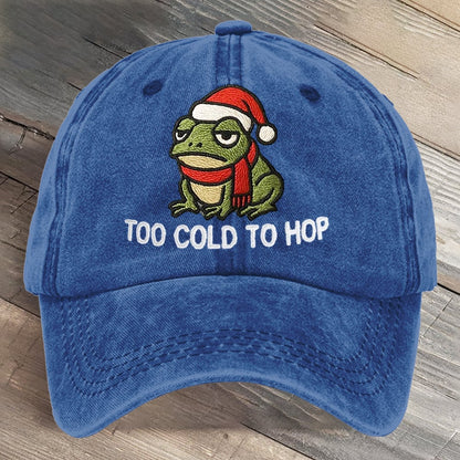 Too Cold To Hop Portland Frog Art Printed Cap