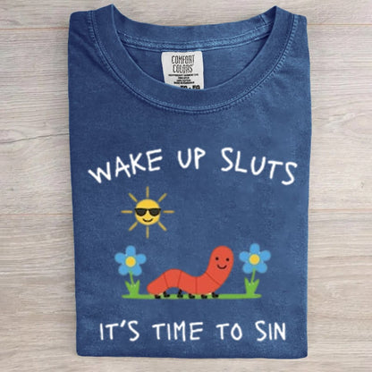 Wake Up It's Time To Sin Frog Aunt Tifa Art Print T-Shirt