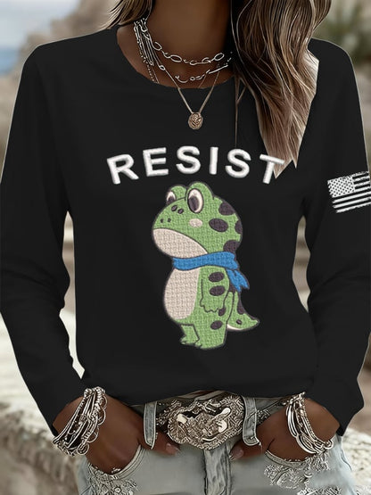 Women's Resist Print Casual Long Sleeve T-Shirt