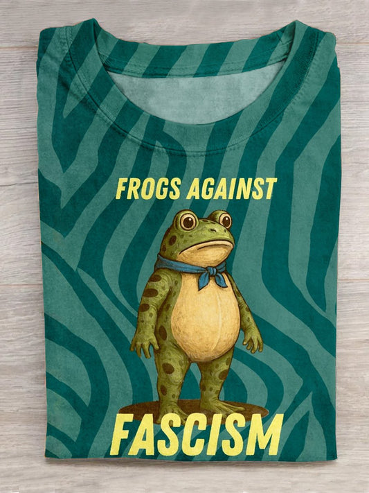 Frog Against Proud American Aunt Tifa Art Print V-neck T-shirt