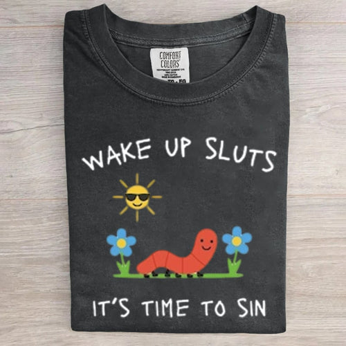 Wake Up It's Time To Sin Frog Aunt Tifa Art Print T-Shirt