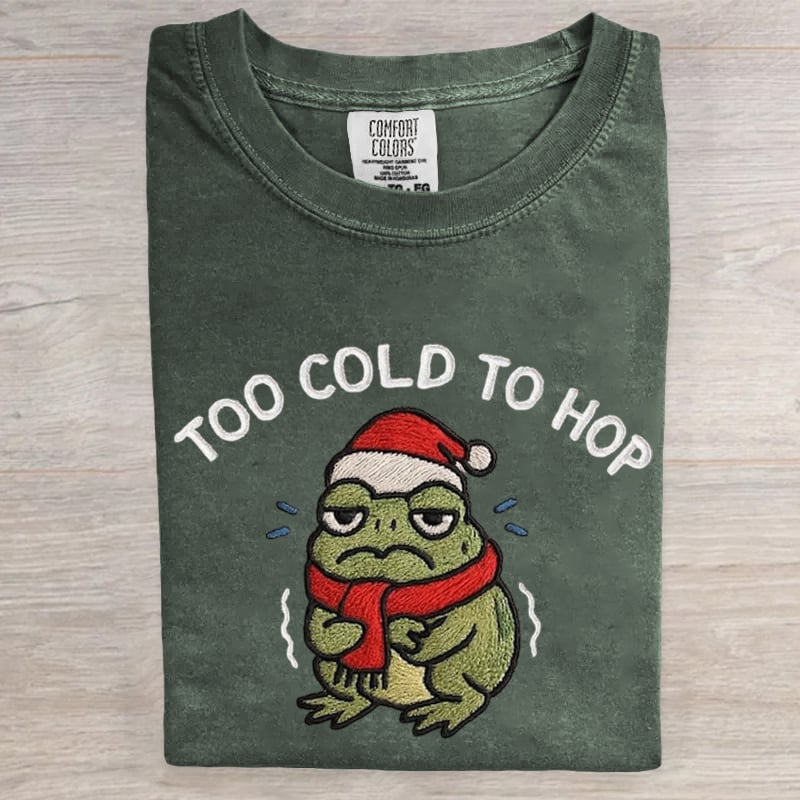 Too Cold To Hop Portland Frog Christmas Art Print T-Shirt