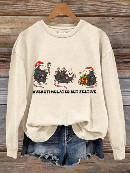 Overstimulated But Festive Christmas Art Print Sweatshirt