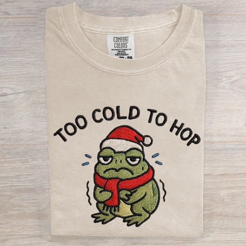 Too Cold To Hop Portland Frog Christmas Art Print T-Shirt