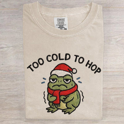 Too Cold To Hop Portland Frog Christmas Art Print T-Shirt