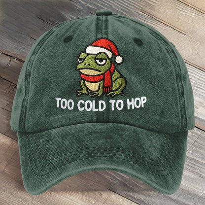 Too Cold To Hop Portland Frog Art Printed Cap