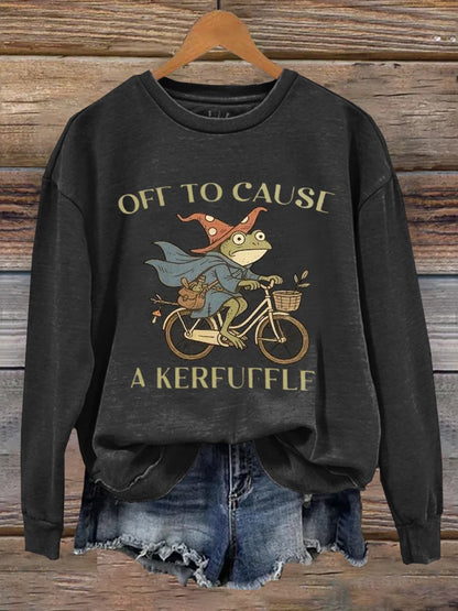 Off To Cause A Kerfuffle Frog Art Print Sweatshirt