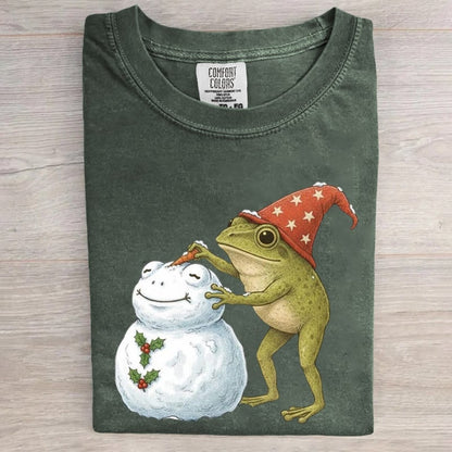 Frog Snowman Christmas Art Print T-Shirt