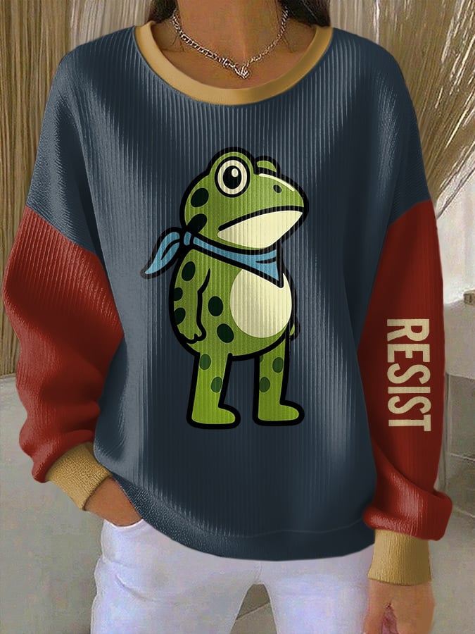 Women's Resist Frog Print Casual Sweatshirt