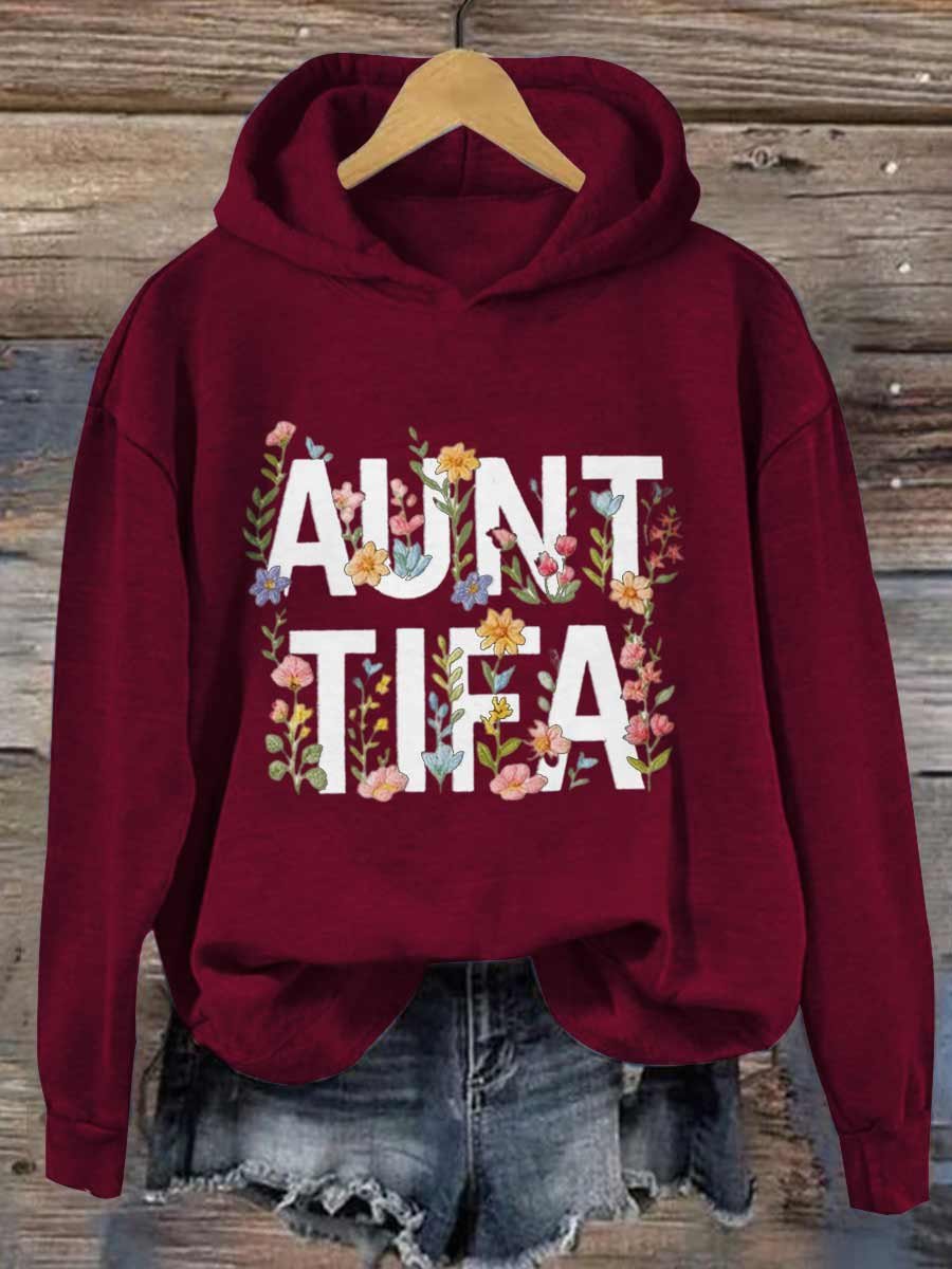 Aunt Tifa Frog Art Printed Hooded Sweatshirt