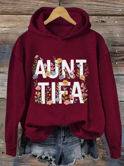 Aunt Tifa Frog Art Printed Hooded Sweatshirt