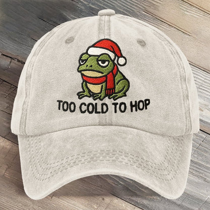 Too Cold To Hop Portland Frog Art Printed Cap