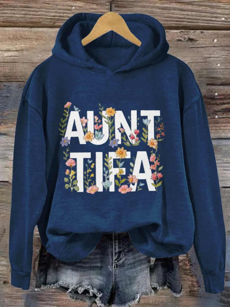 Aunt Tifa Frog Art Printed Hooded Sweatshirt