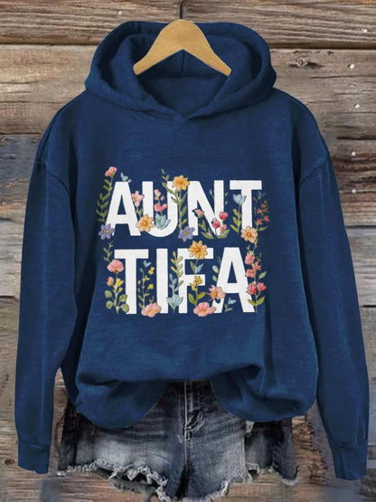 Aunt Tifa Frog Art Printed Hooded Sweatshirt