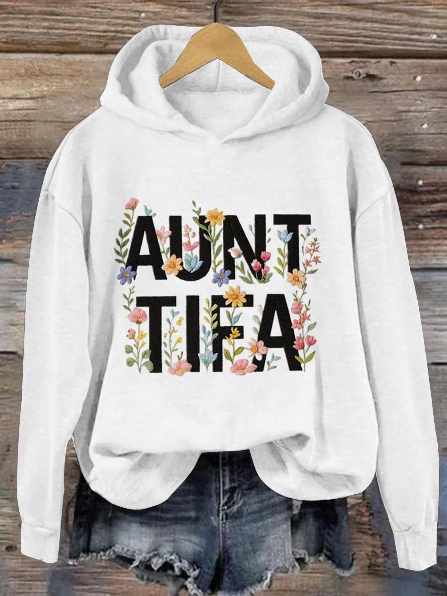 Aunt Tifa Frog Art Printed Hooded Sweatshirt