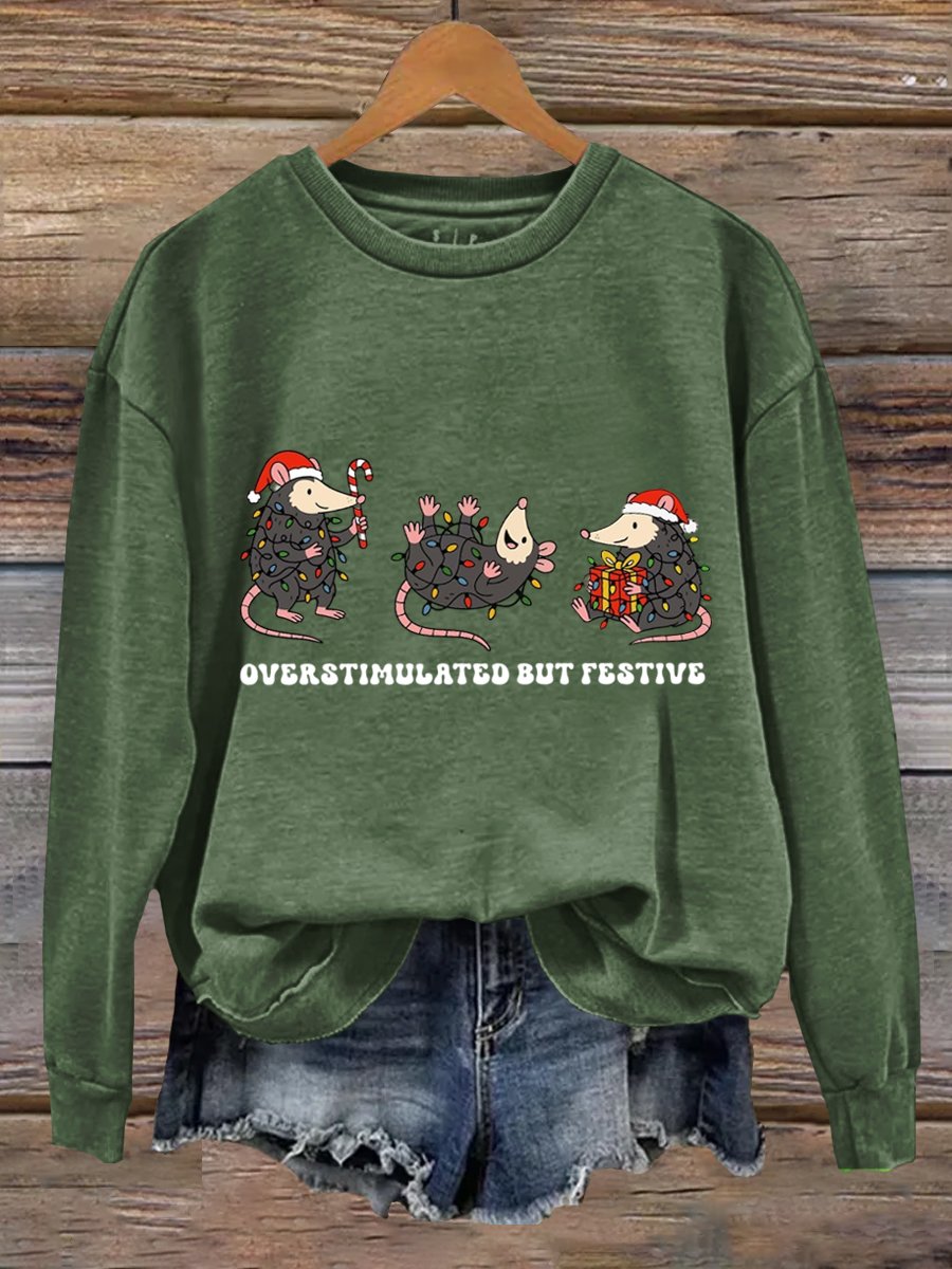 Overstimulated But Festive Christmas Art Print Sweatshirt