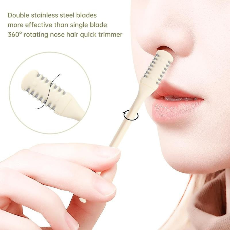 2-in-1 Nasal Hair Cutter,1pcs Double Sided Nasal Hair Cutter,Nostril Hair Remover Tool, 360° Rotating Nose Hair Trimmer with Ear Digger for Men and Women Manual Nose Hair Trimmer pocket knife case