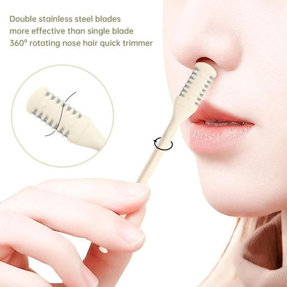 2-in-1 Nasal Hair Cutter,1pcs Double Sided Nasal Hair Cutter,Nostril Hair Remover Tool, 360° Rotating Nose Hair Trimmer with Ear Digger for Men and Women Manual Nose Hair Trimmer pocket knife case