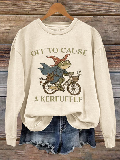 Off To Cause A Kerfuffle Frog Art Print Sweatshirt