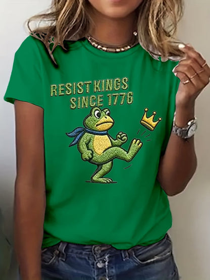 Women's Resistance Frog Print Casual T-shirt