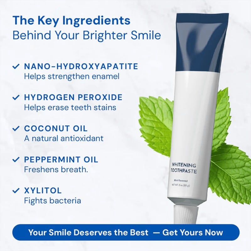 Fluoride-Free Hydroxyapatite Teeth Whitening Toothpaste with Coconut Oil & Xylitol ❄️