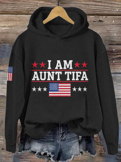 I Am Aunt Tifa Frog Art Printed Hooded Sweatshirt
