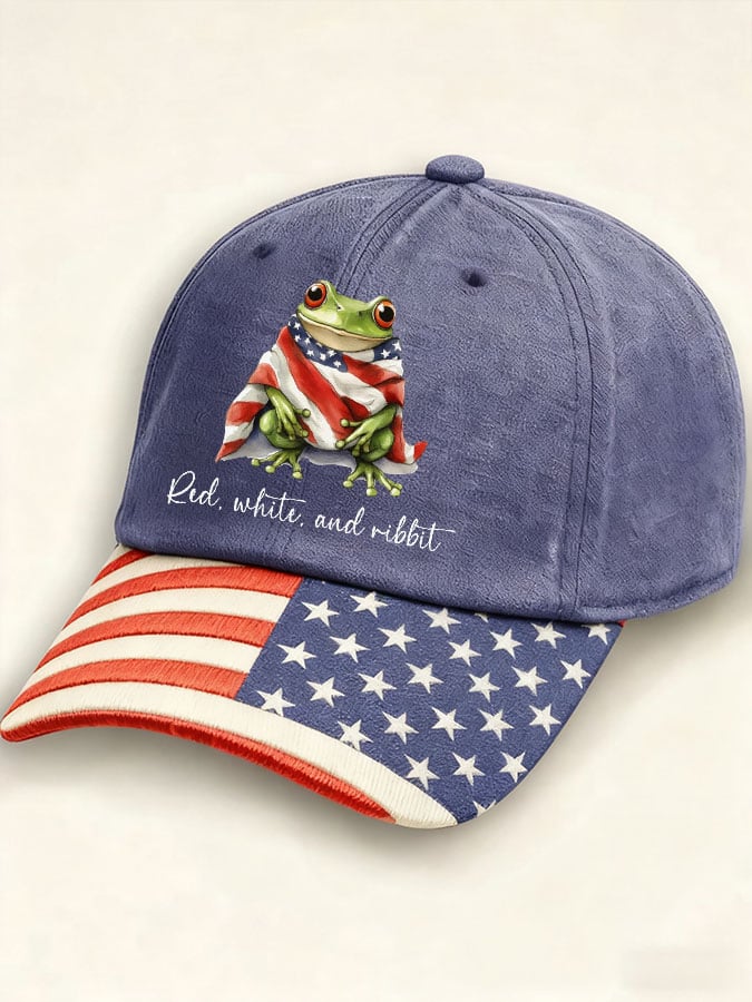 Universal Frog Red, white, and ribbit Print Hat
